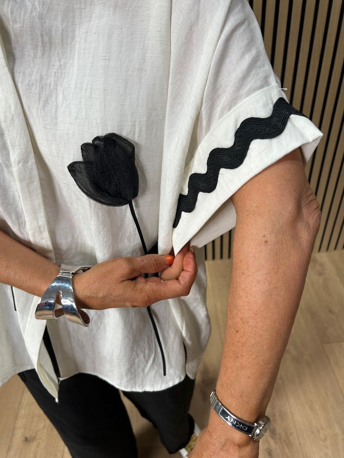 Floral Appliqué Oversized Shirt