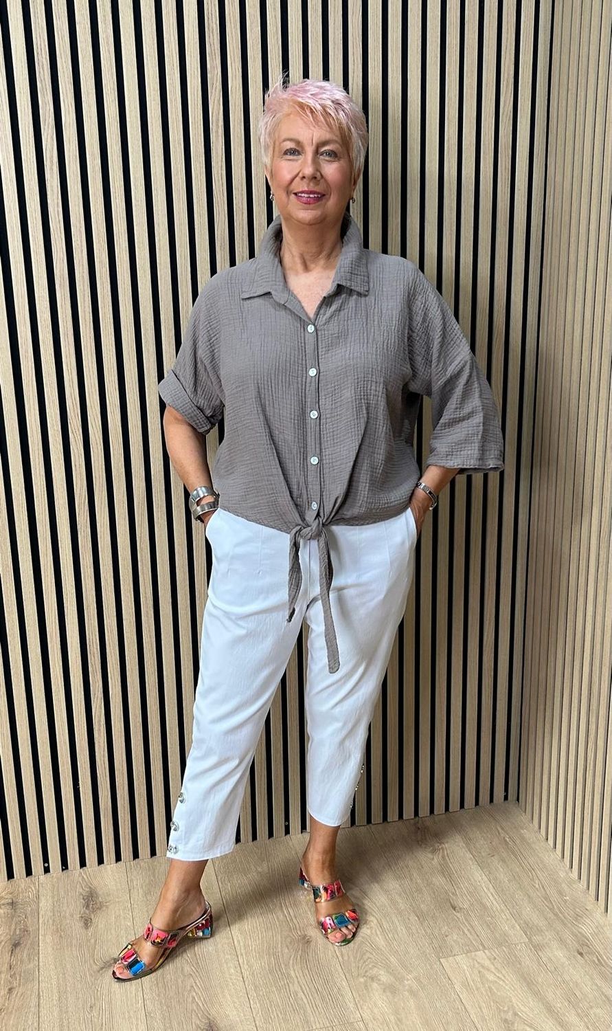 Cotton Tie Front Shirt ~ Fango