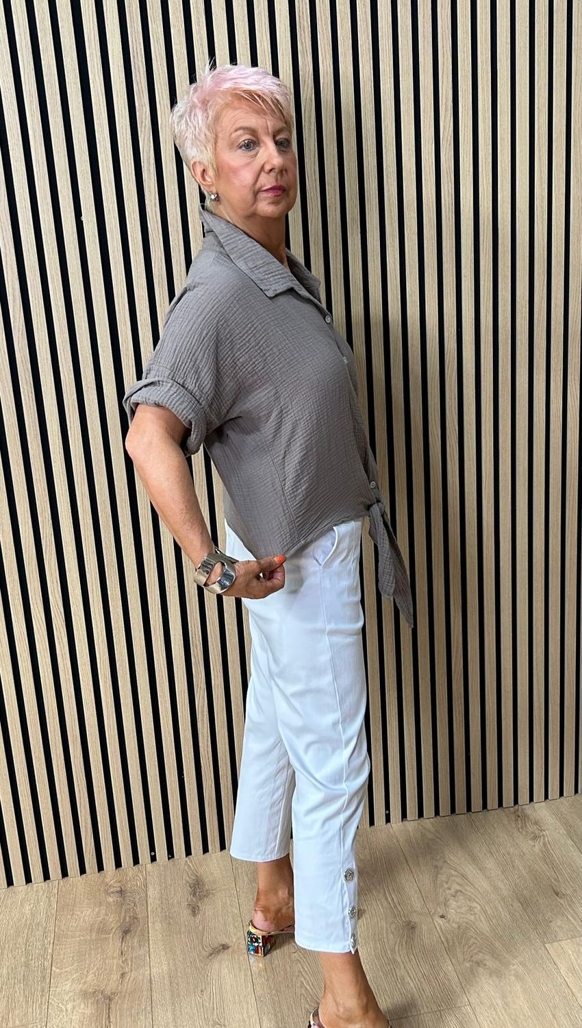 Cotton Tie Front Shirt ~ Fango