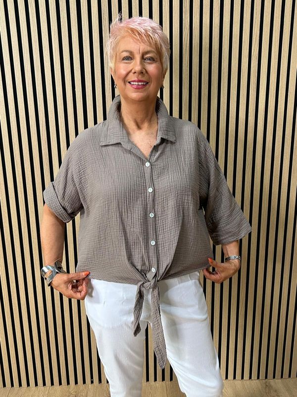 Cotton Tie Front Shirt ~ Fango