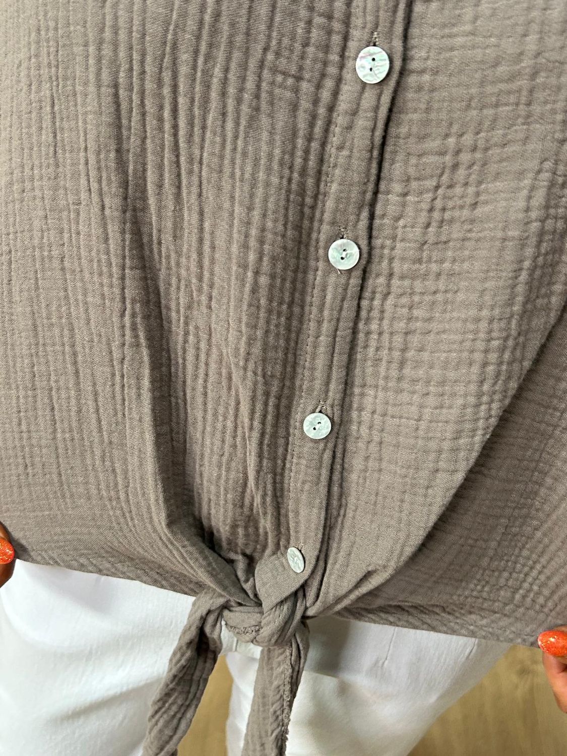 Cotton Tie Front Shirt ~ Fango