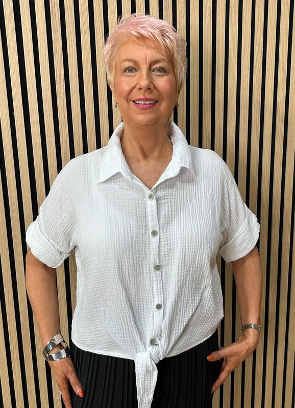 Cotton Tie Front Shirt ~ White