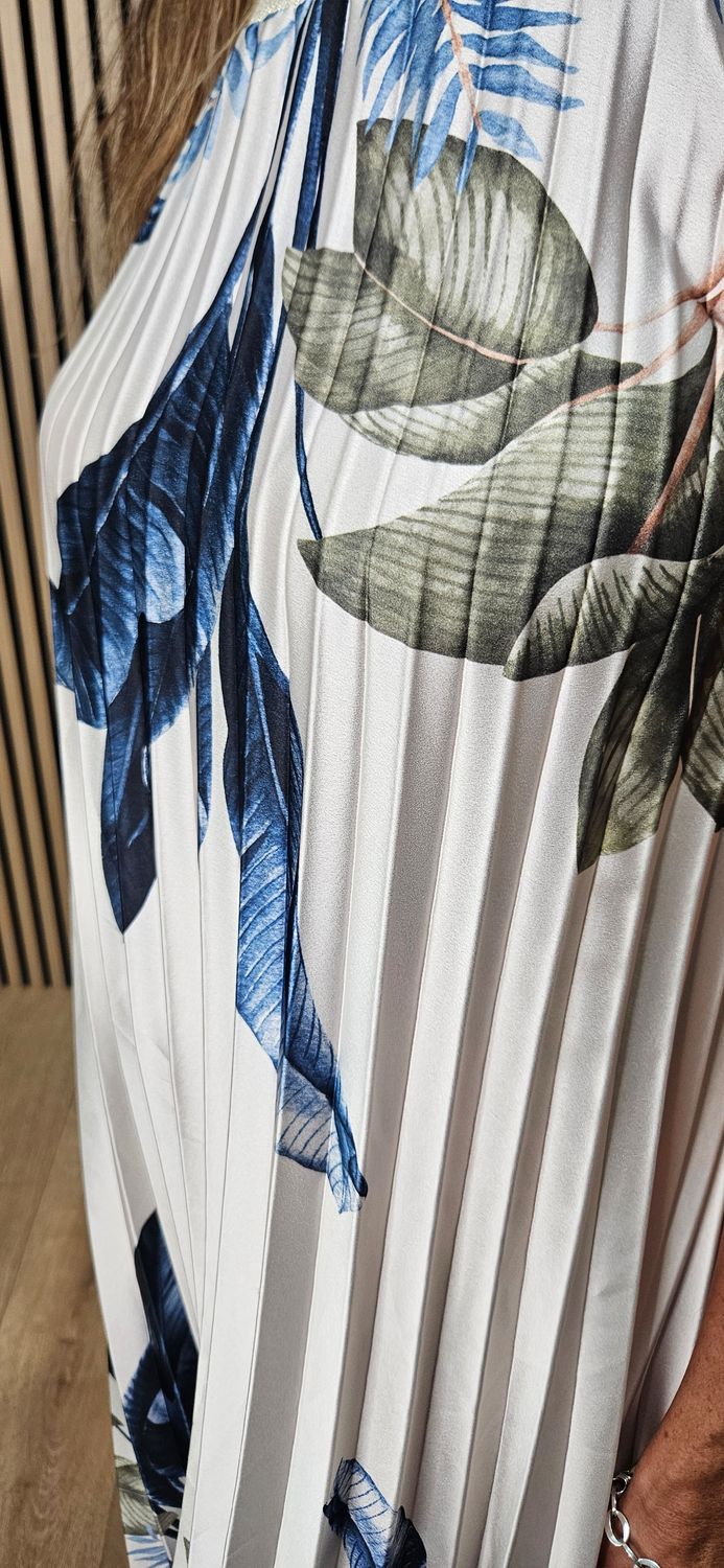 Tropical Pleated Shimmer Dress