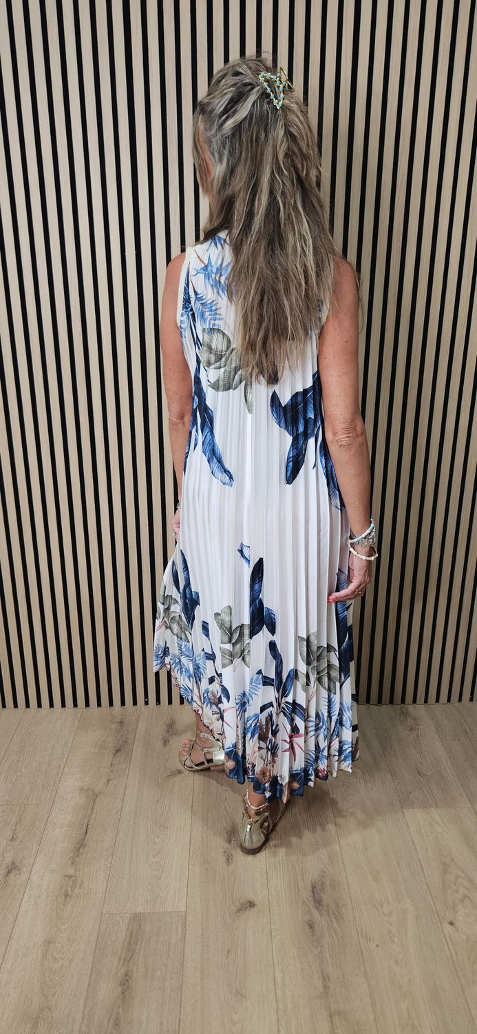 Tropical Pleated Shimmer Dress