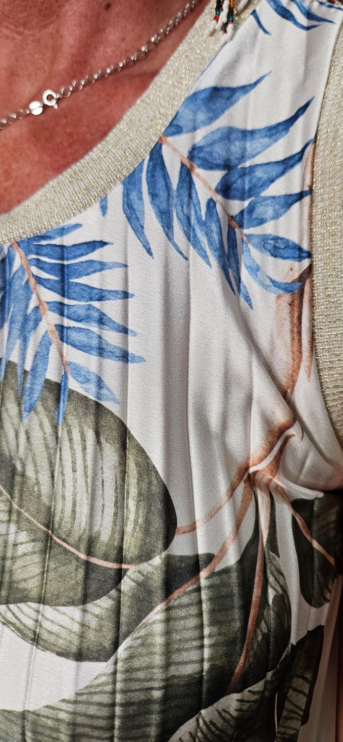 Tropical Pleated Shimmer Dress