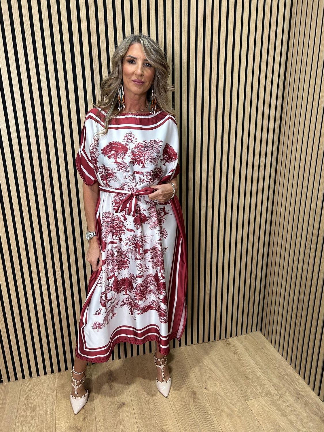 Safari Print Belted Maxi Dress ~ Plum