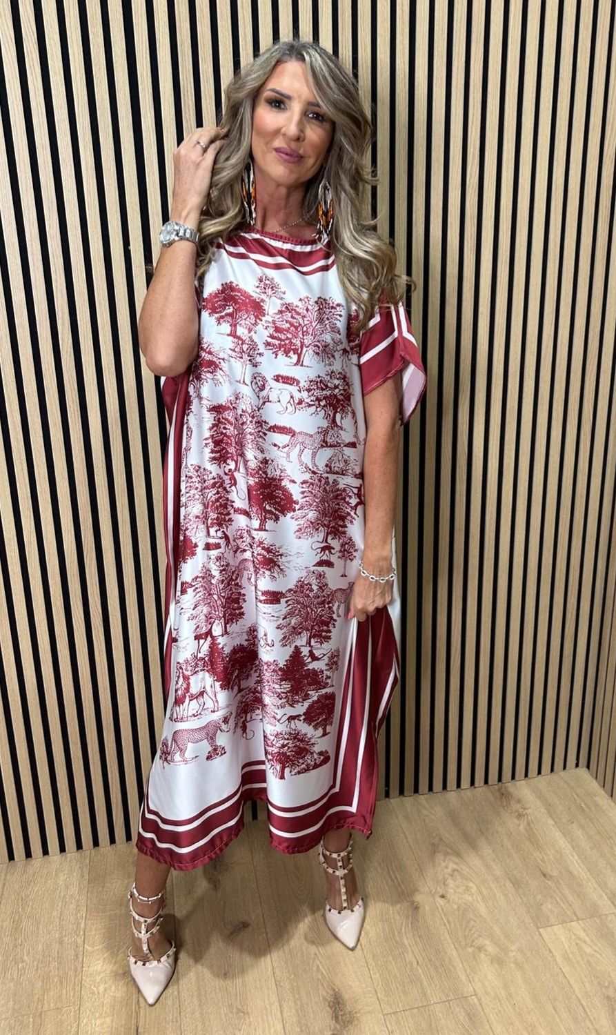 Safari Print Belted Maxi Dress ~ Plum