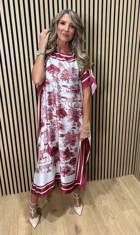 Safari Print Belted Maxi Dress ~ Plum