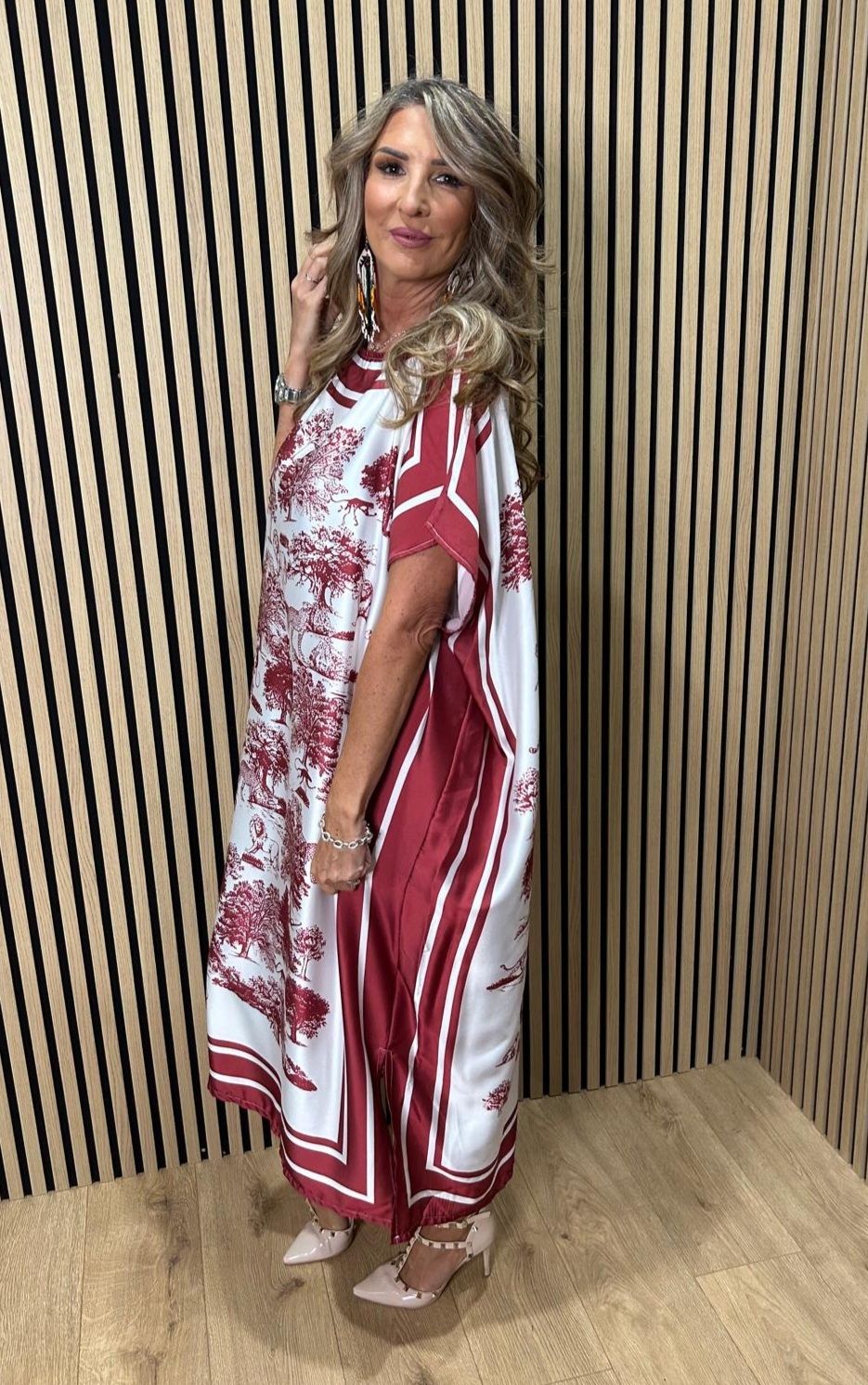 Safari Print Belted Maxi Dress ~ Plum