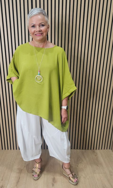 Oversized Batwing Necklace Top – Lime