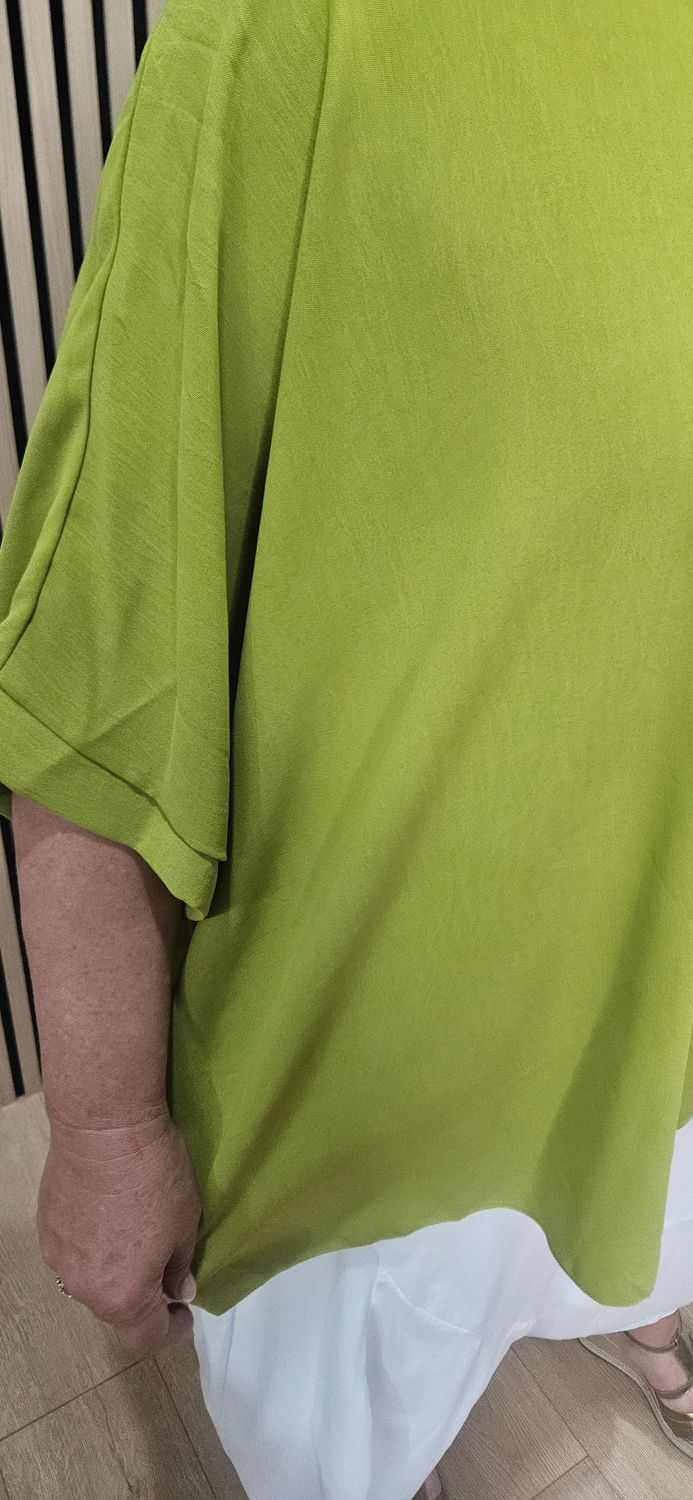 Oversized Batwing Necklace Top – Lime
