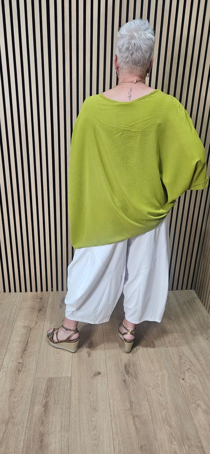 Oversized Batwing Necklace Top – Lime