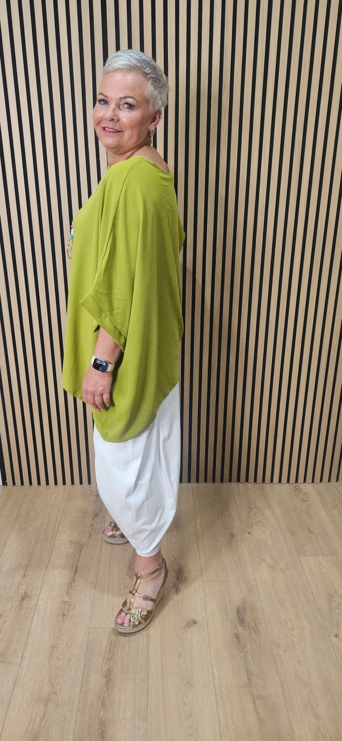 Oversized Batwing Necklace Top – Lime