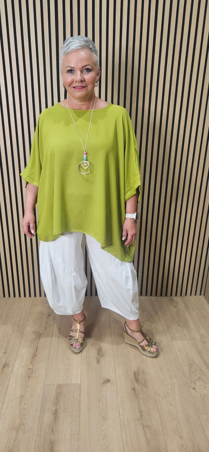 Oversized Batwing Necklace Top – Lime