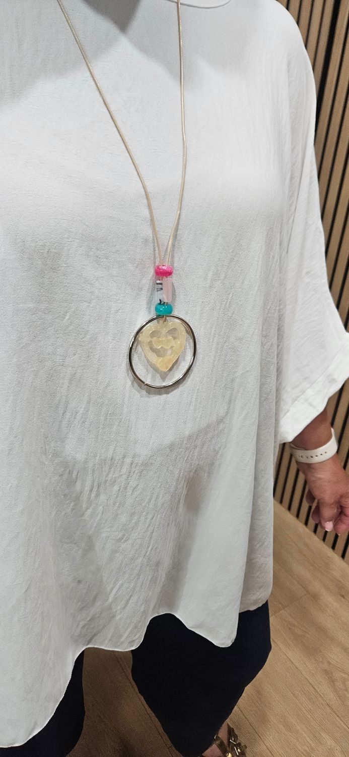 Oversized Batwing Necklace Top - White