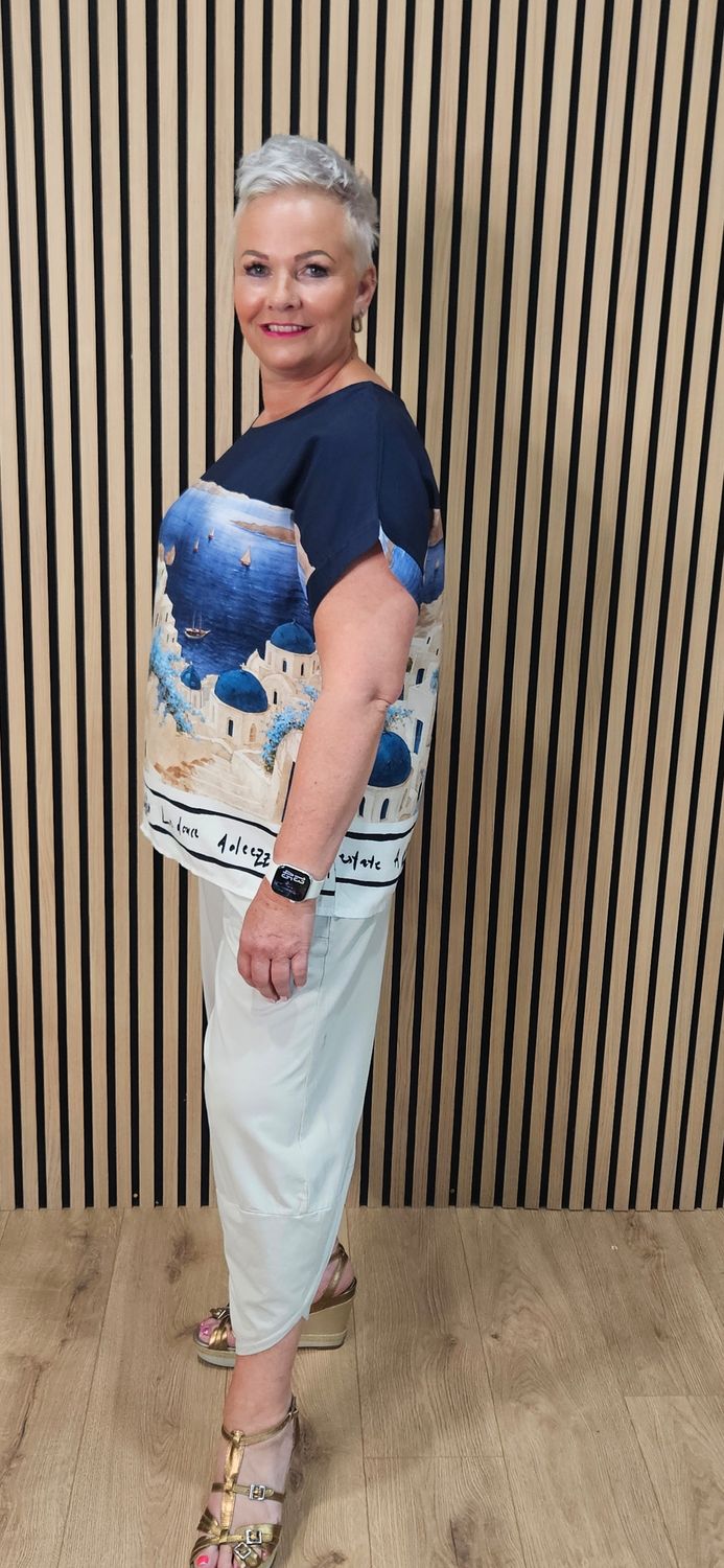 Côte d'Azur Scenic Print Top