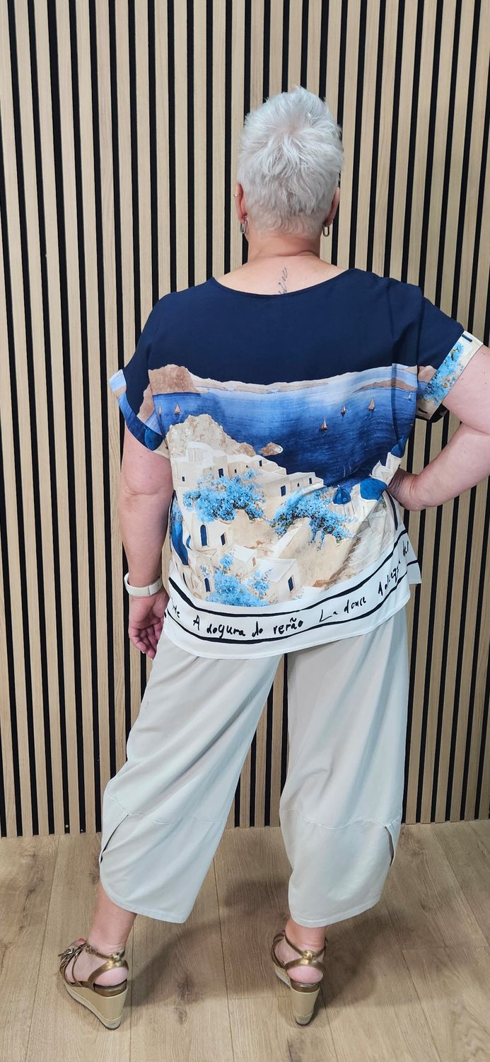 Côte d'Azur Scenic Print Top