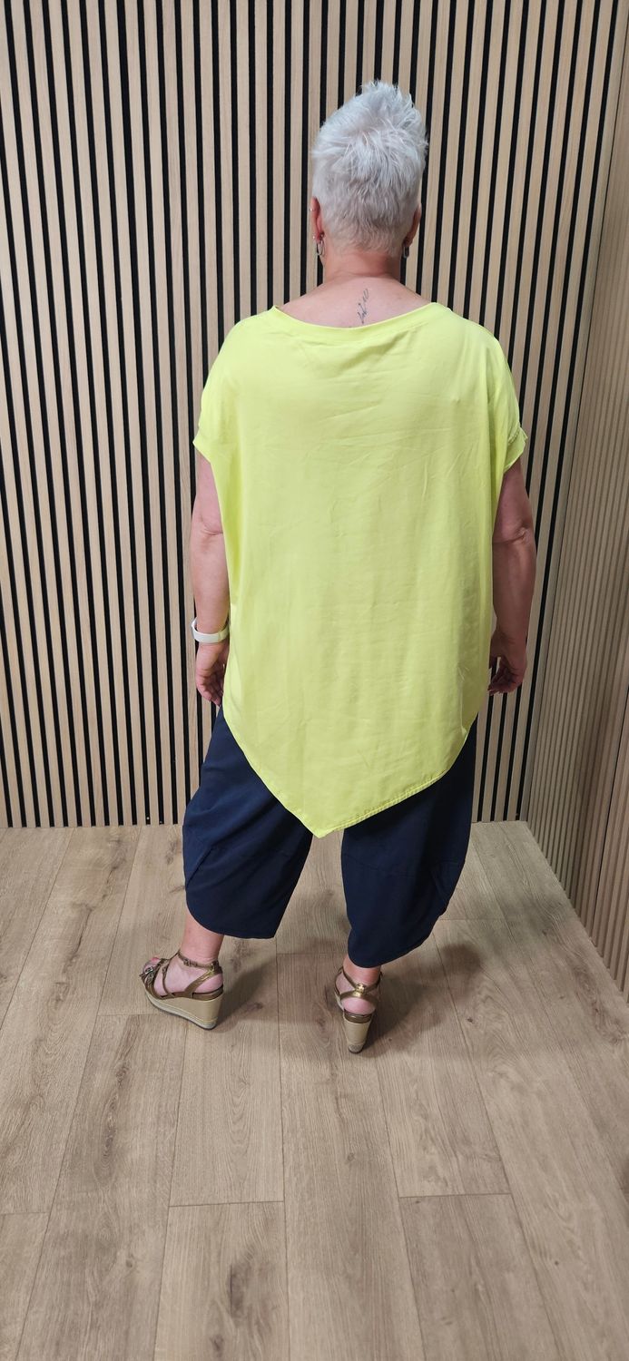 Adjustable Tie Hem Cotton Top – Yellow Lime