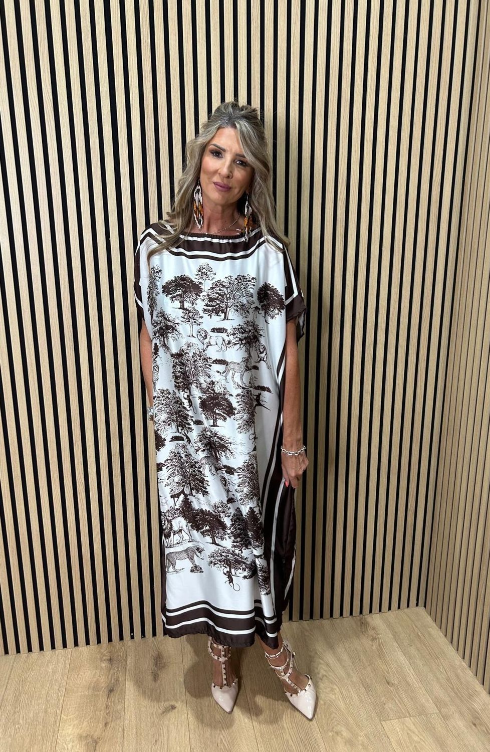 Safari Print Belted Maxi Dress ~ Chocolate