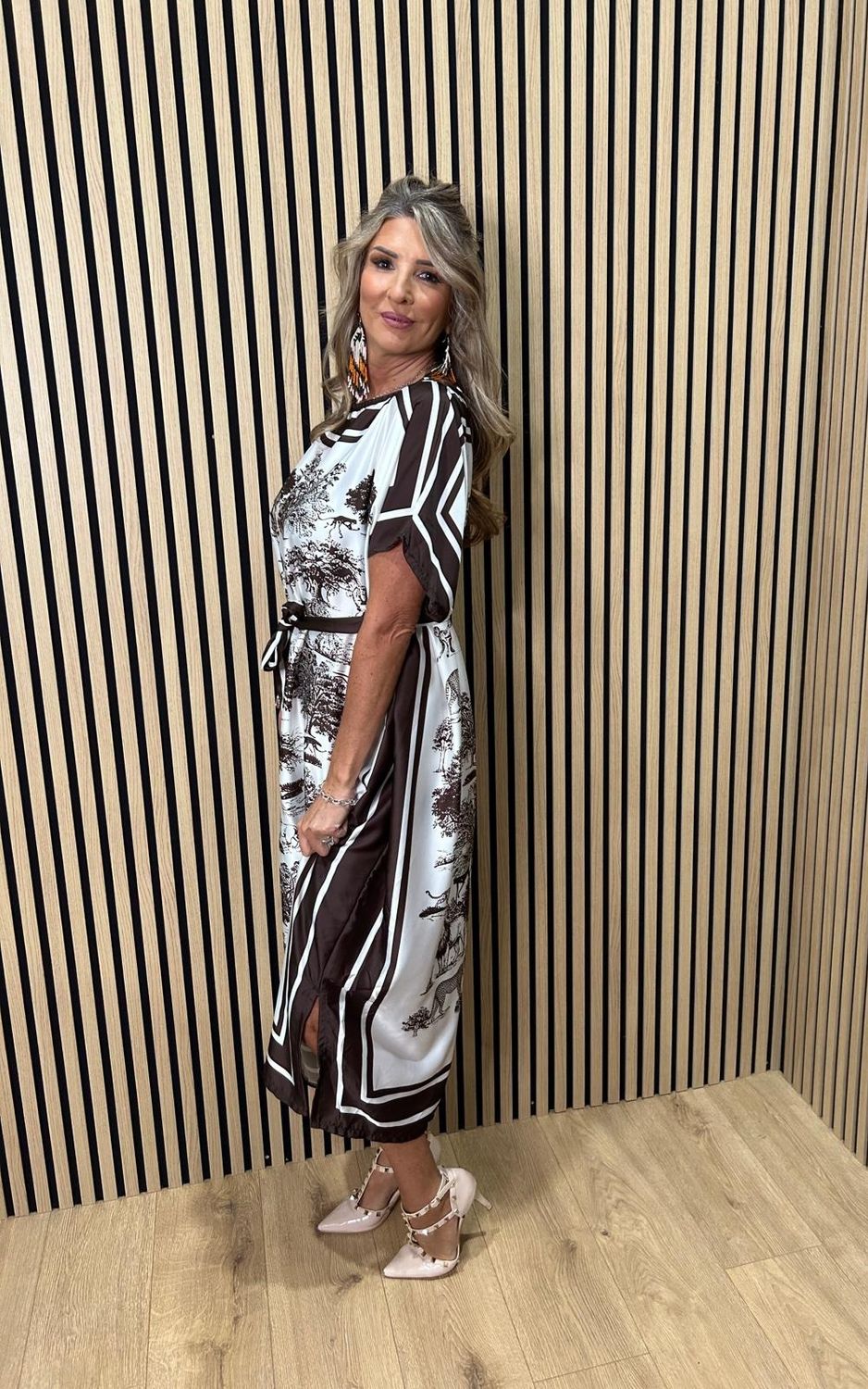 Safari Print Belted Maxi Dress ~ Chocolate