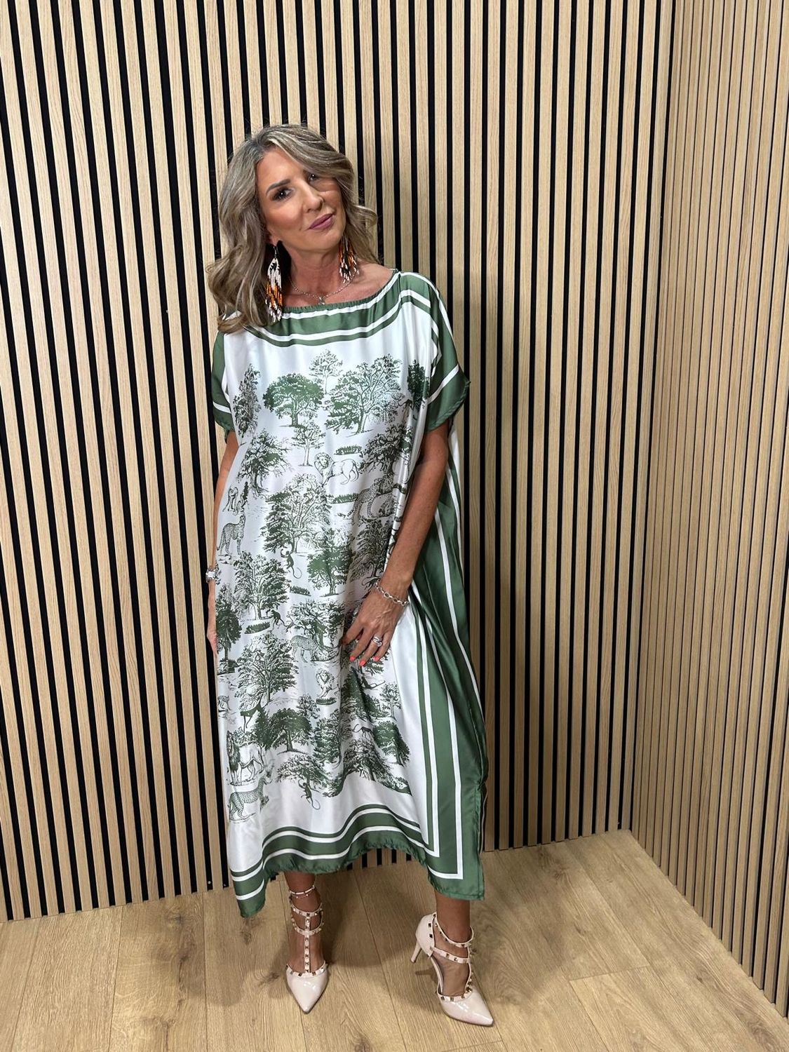 Safari Print Belted Maxi Dress ~ Khaki