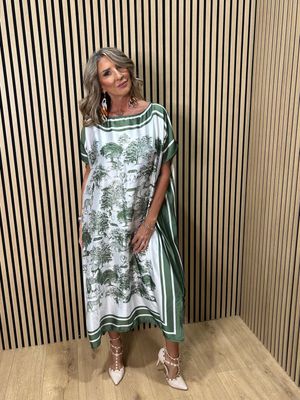 Safari Print Belted Maxi Dress ~ Khaki