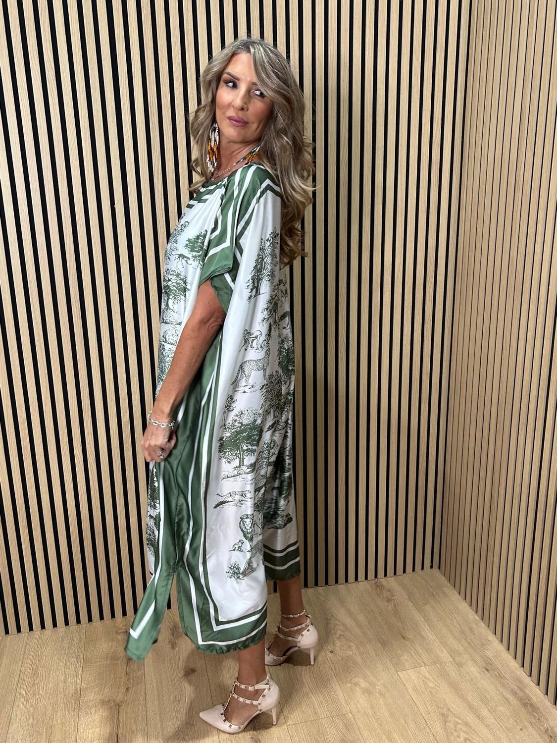 Safari Print Belted Maxi Dress ~ Khaki