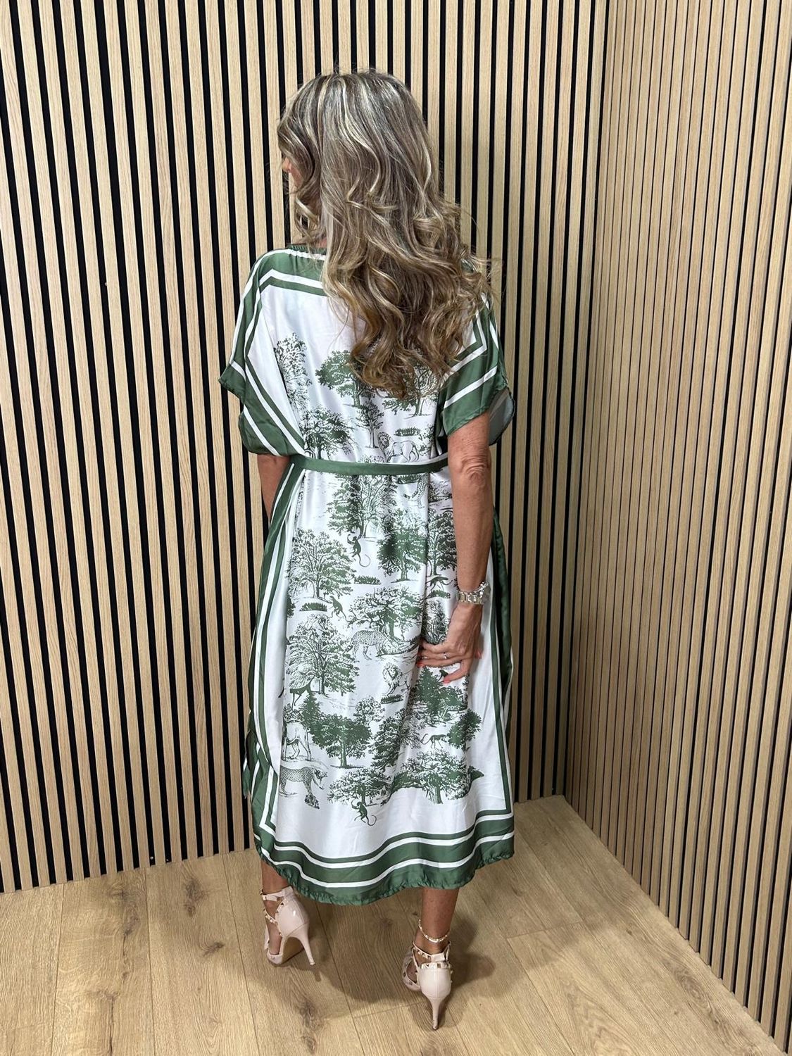 Safari Print Belted Maxi Dress ~ Khaki
