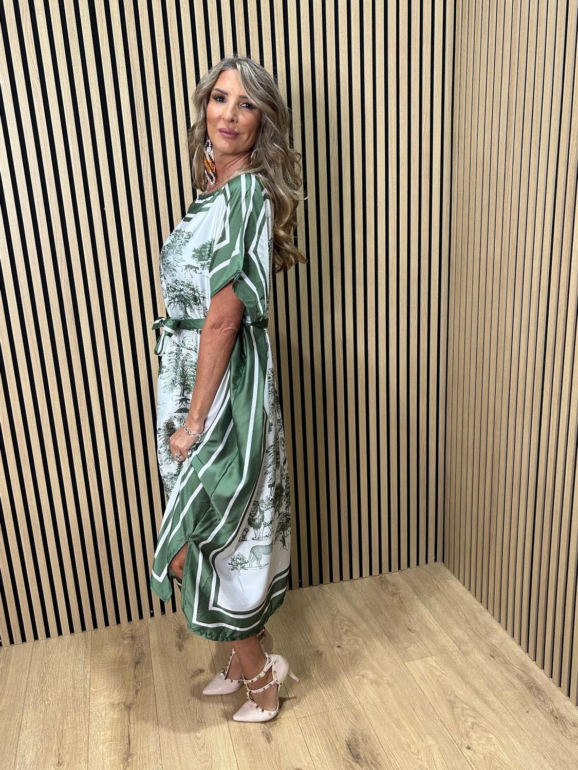 Safari Print Belted Maxi Dress ~ Khaki