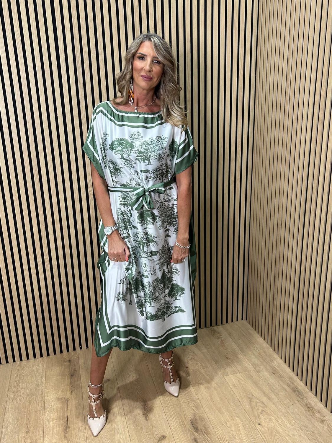Safari Print Belted Maxi Dress ~ Khaki