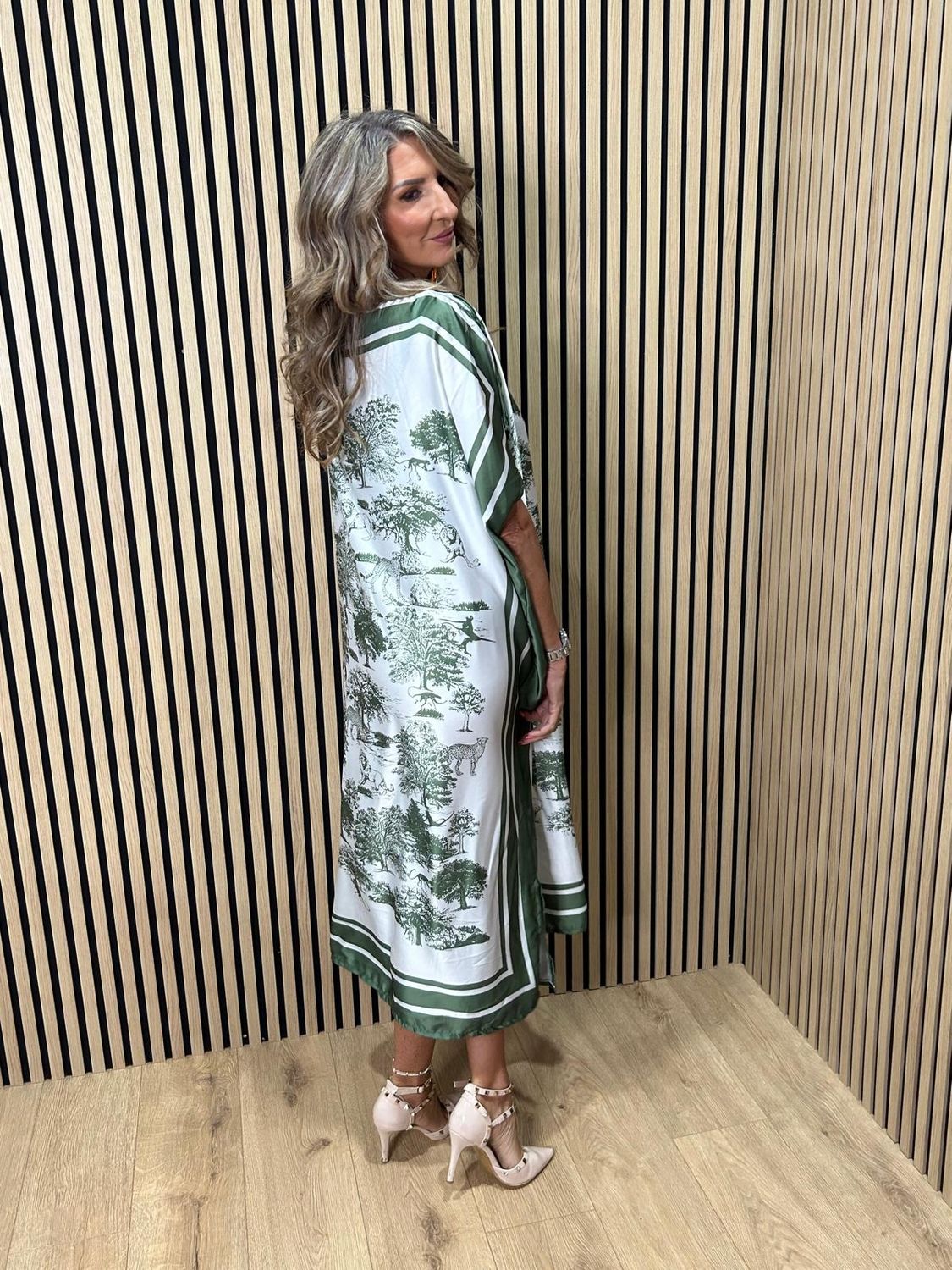 Safari Print Belted Maxi Dress ~ Khaki