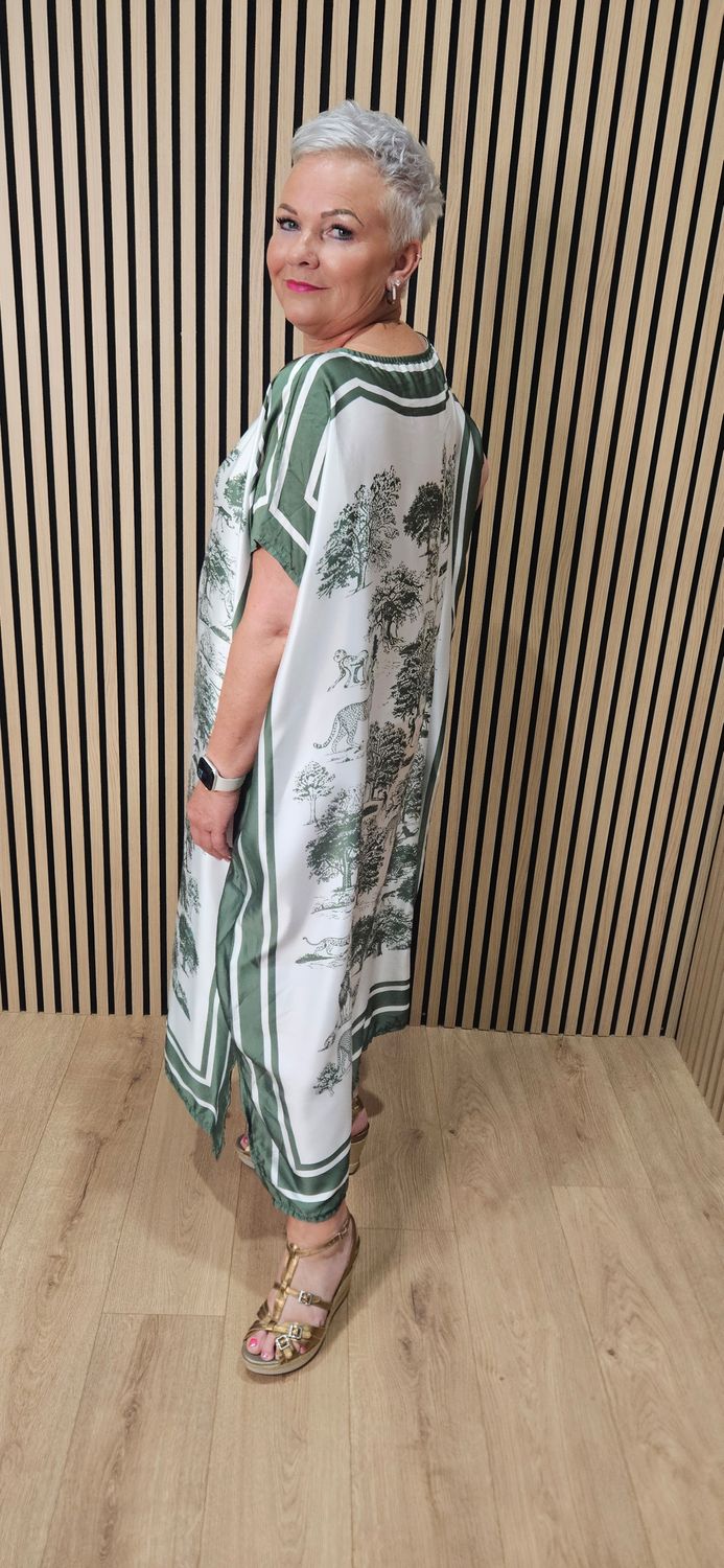 Safari Print Belted Maxi Dress ~ Khaki