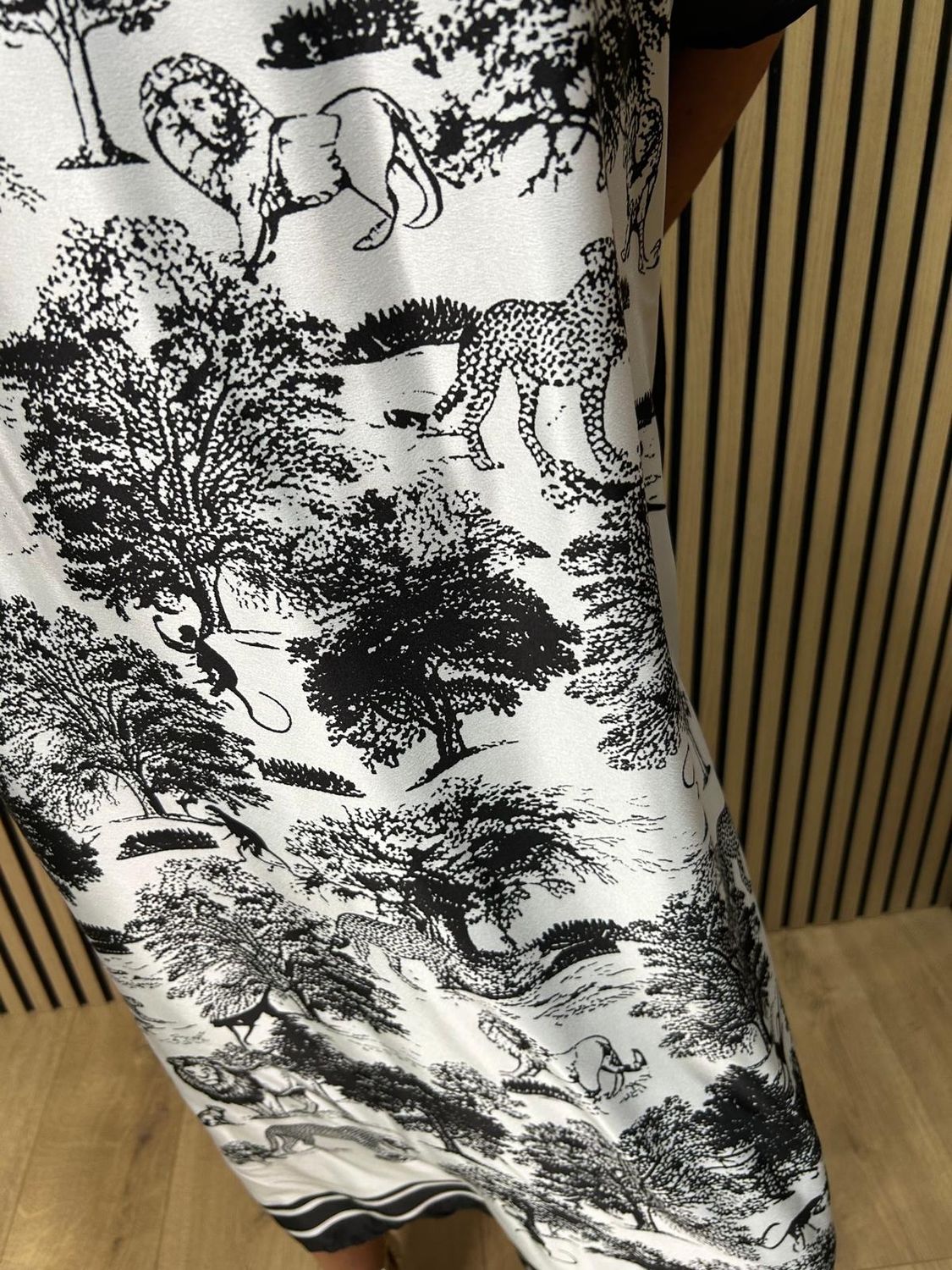 Safari Print Belted Maxi Dress ~ Black
