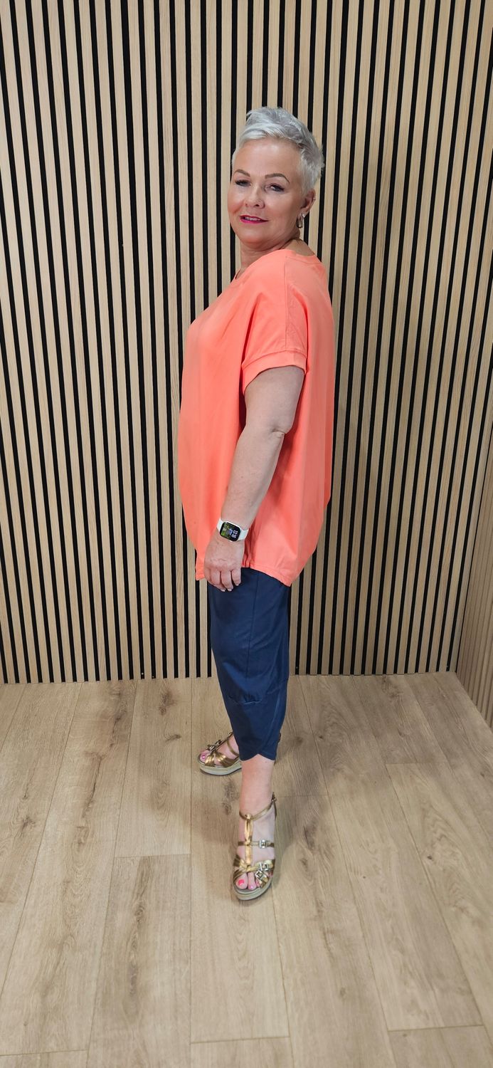 Adjustable Tie Hem Cotton Top – Orange