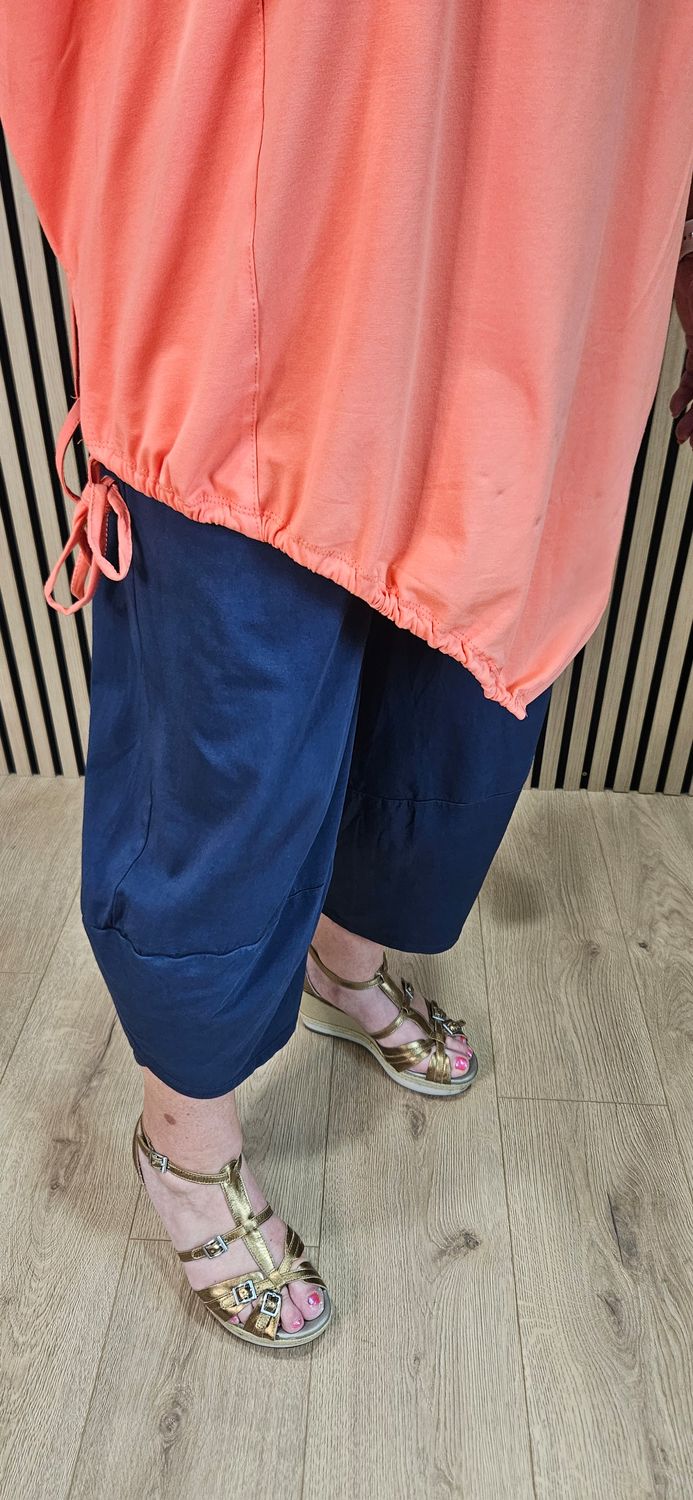 Adjustable Tie Hem Cotton Top – Orange