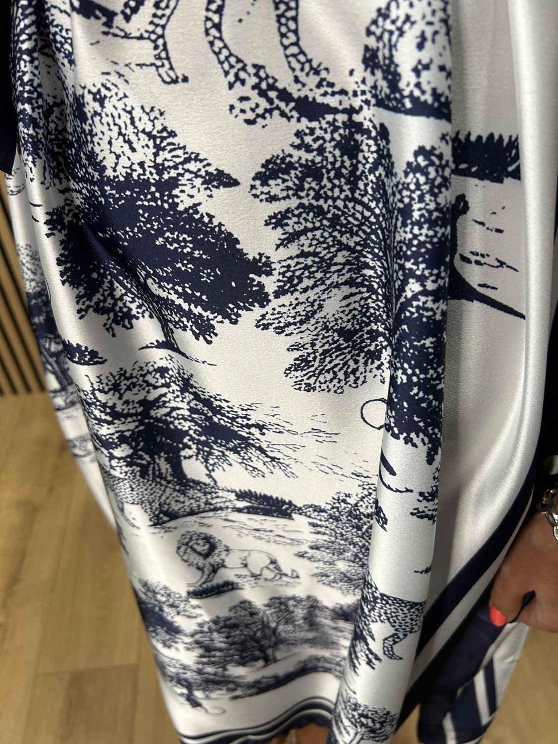 Safari Print Belted Maxi Dress ~ Navy