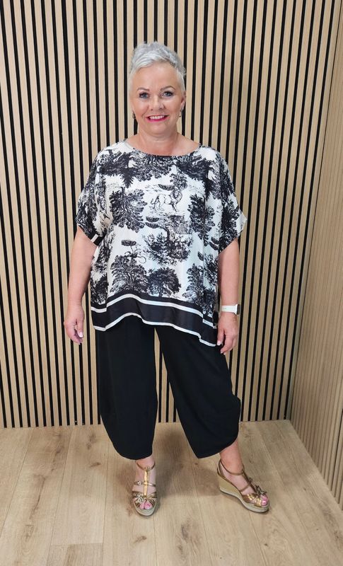 Safari Print Silk Blend Top