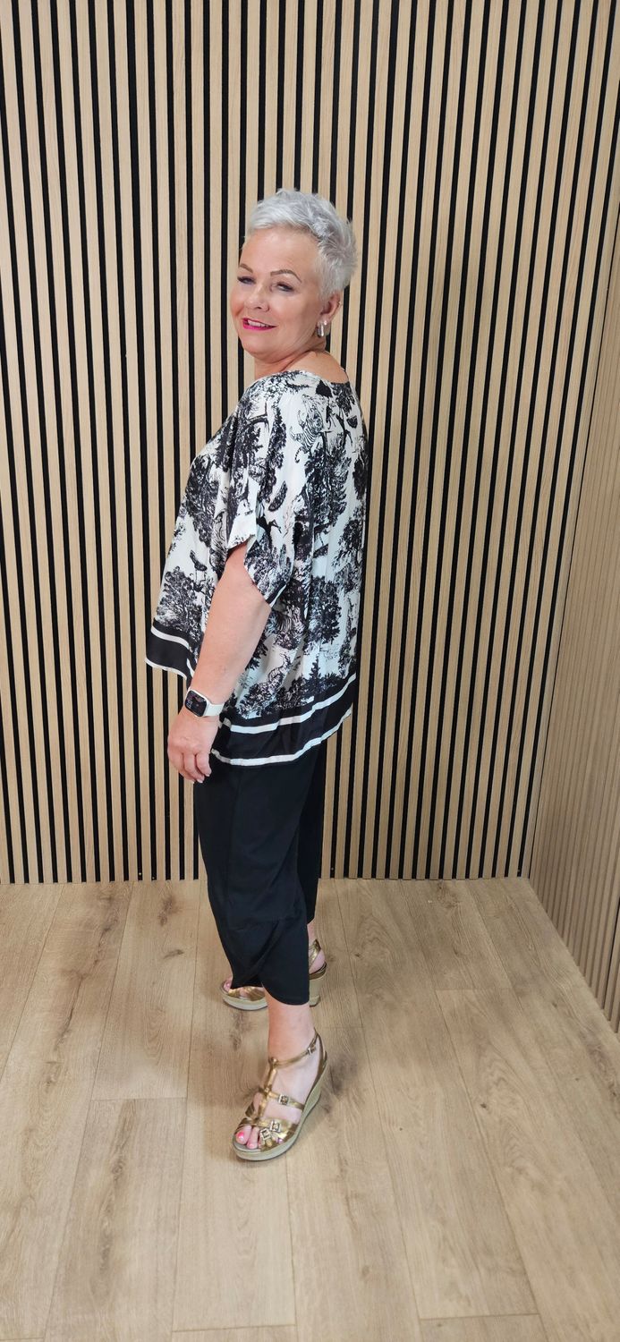Safari Print Silk Blend Top