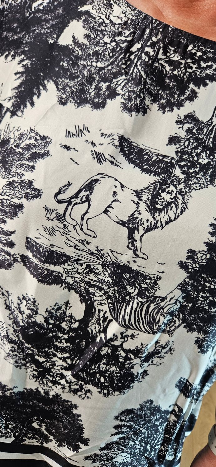 Safari Print Silk Blend Top
