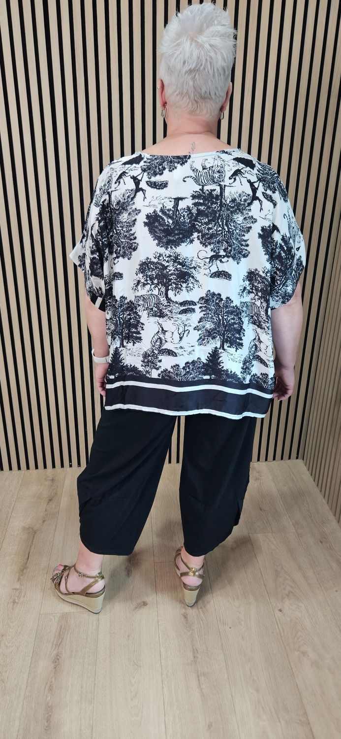 Safari Print Silk Blend Top