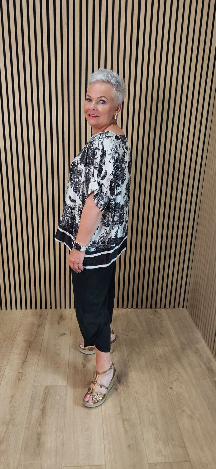 Safari Print Silk Blend Top