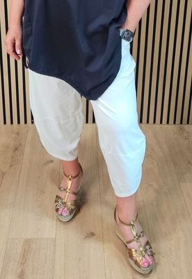 Cotton Stretch Cocoon Trousers – White