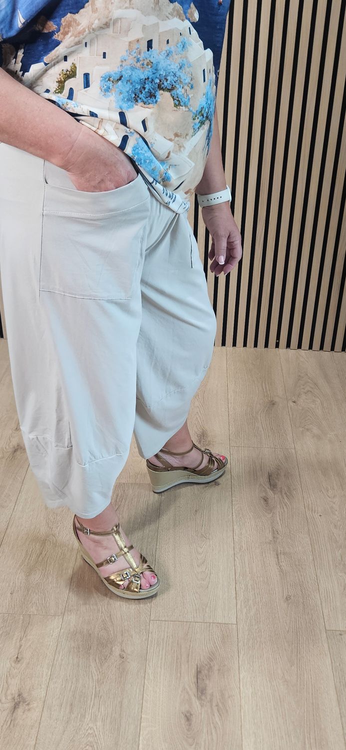 Cotton Stretch Cocoon Trousers – Stone