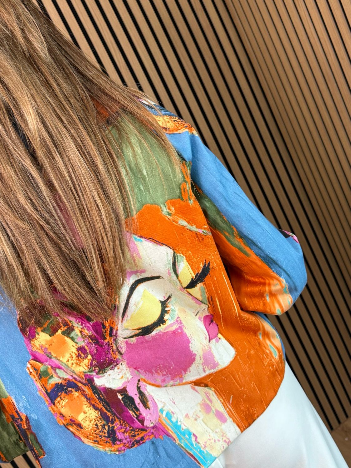 Abstract Print Statement Jacket - Multi Blue/Orange/Pink