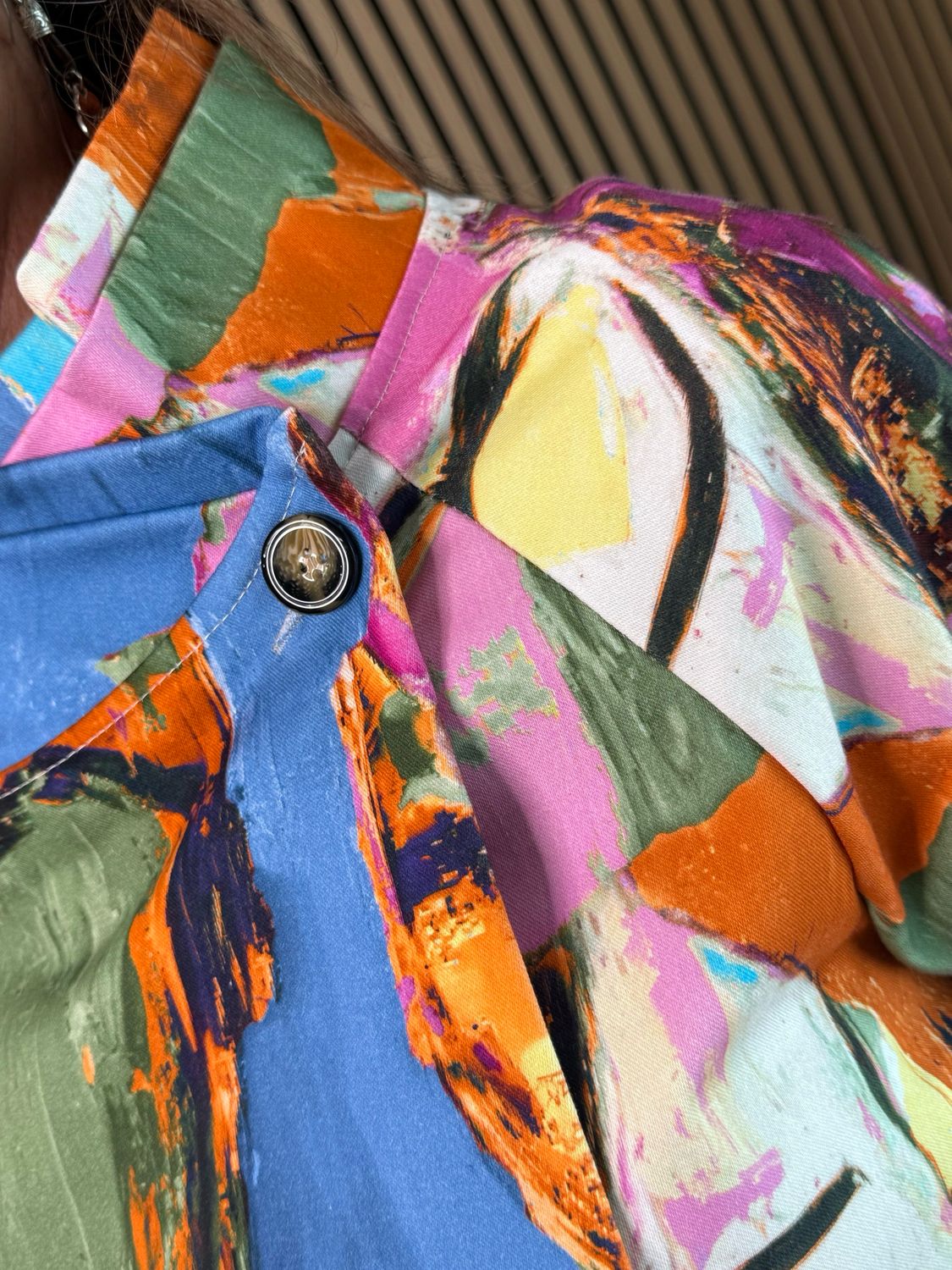 Abstract Print Statement Jacket - Multi Blue/Orange/Pink