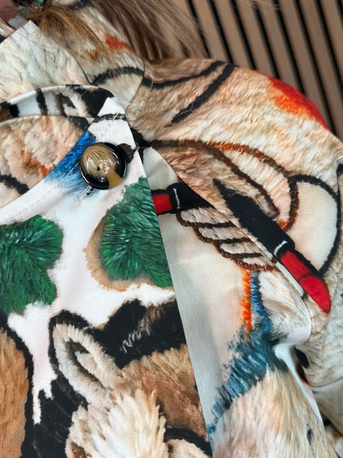 Abstract Print Statement Jacket - Multi White/Red