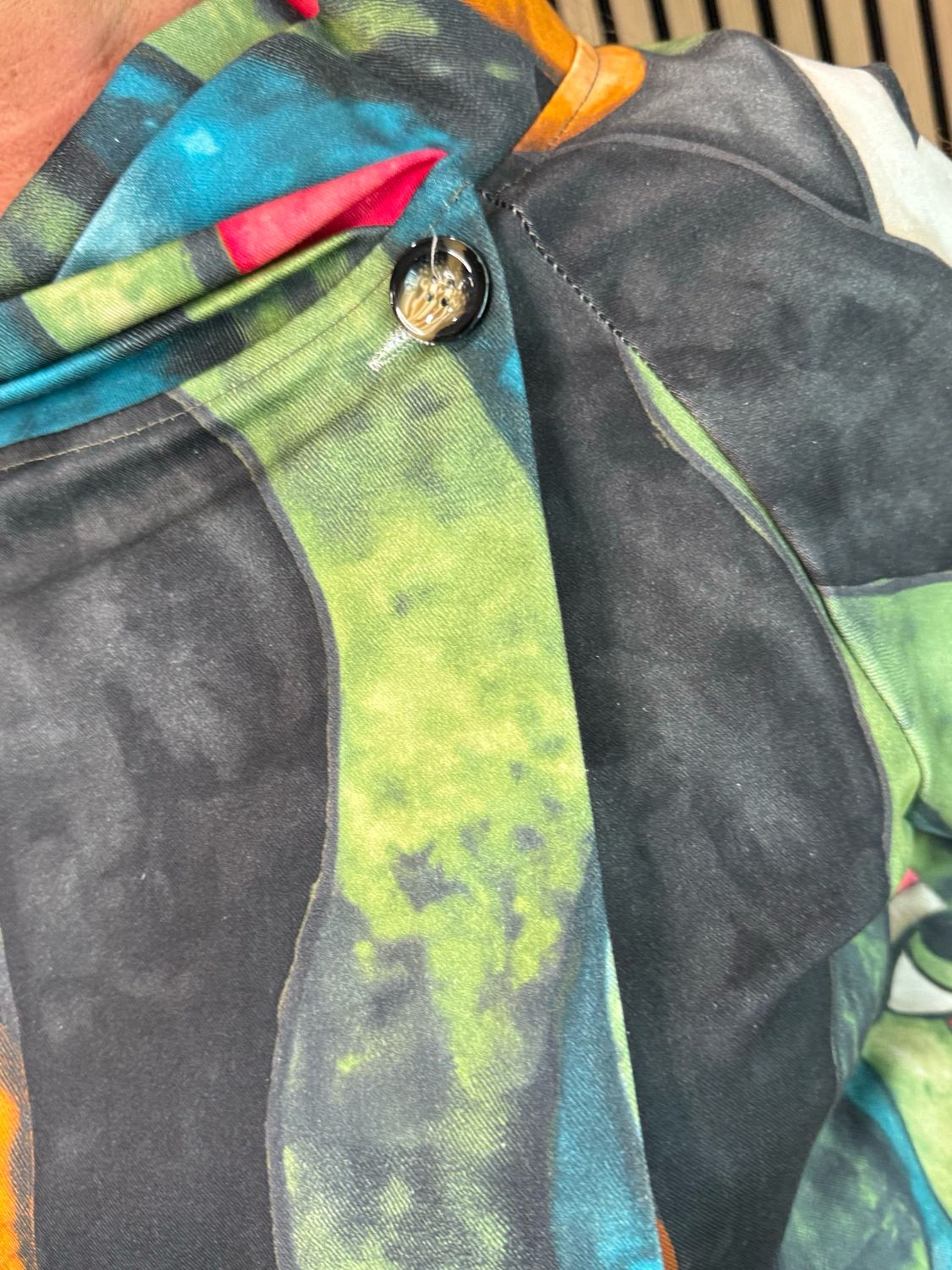 Abstract Print Statement Jacket - Multi Black/Khaki