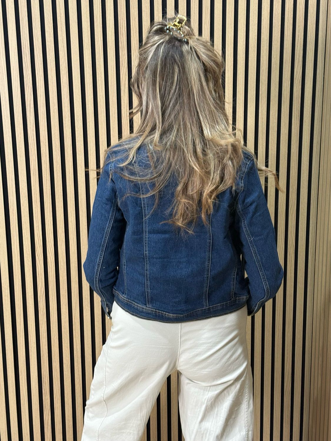 Military Style Denim Jacket - Denim Blue