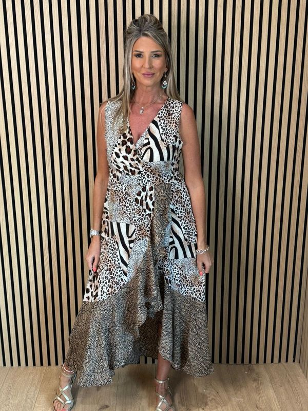 Leopard Print Handkerchief Hem Dress