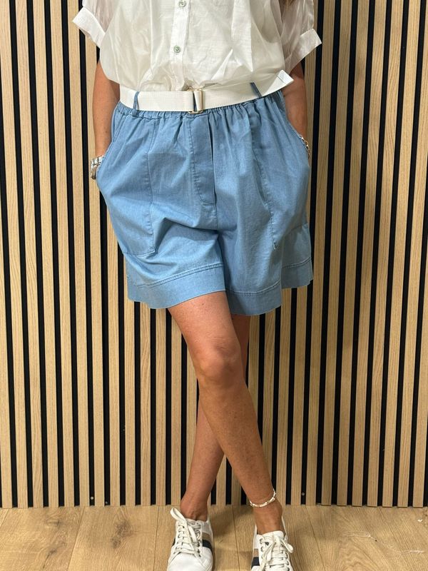 Belted Denim-Look Pocket Shorts – £21.00